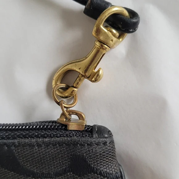 Coach Black and Gray Signature Wristlet - Picture 3 of 4